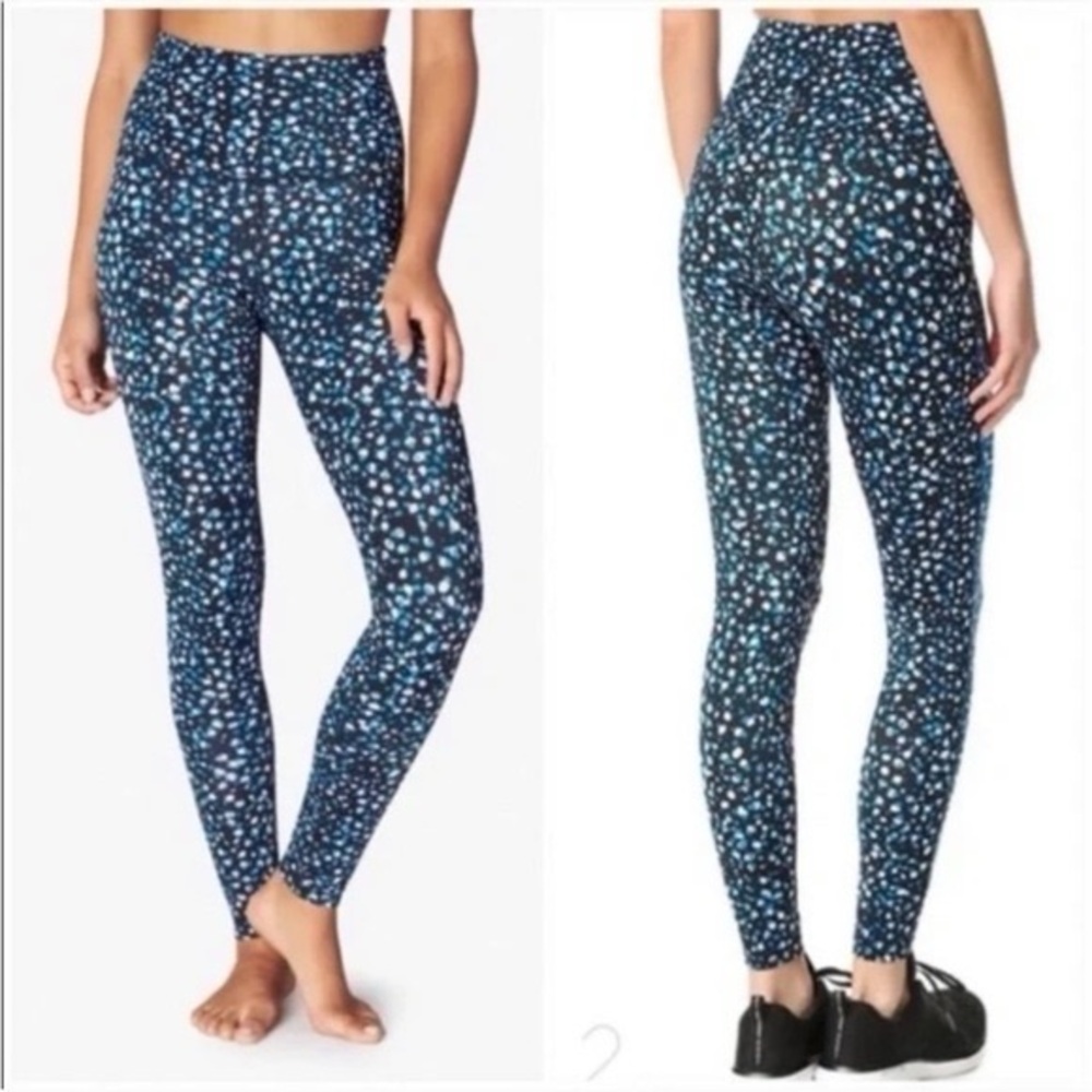 Beyond Yoga Navy & Aqua Speckle High-Waist Leggings